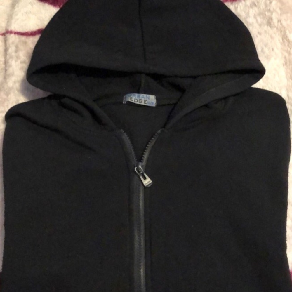 Boys Plain Black Zippered Hoodie